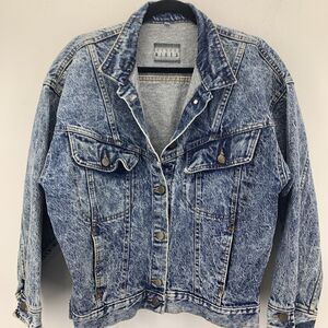 Sunset Blues Womens Medium Jean Jacket Denim Acid Wash Retro Grunge Trucker